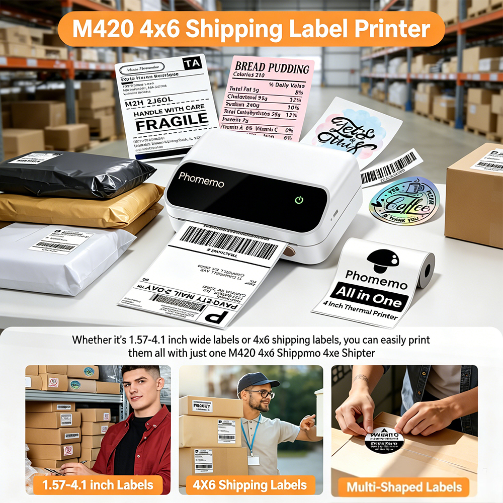 Commercial Printing Network - Phomemo M420 Wireless Bluetooth Thermal Printer,