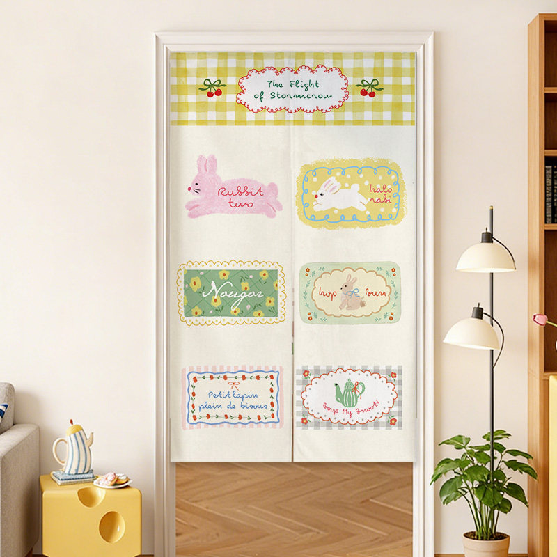 VIKAMA Blue Grid French Noren  - Commercial Window Printing reseña y precio
