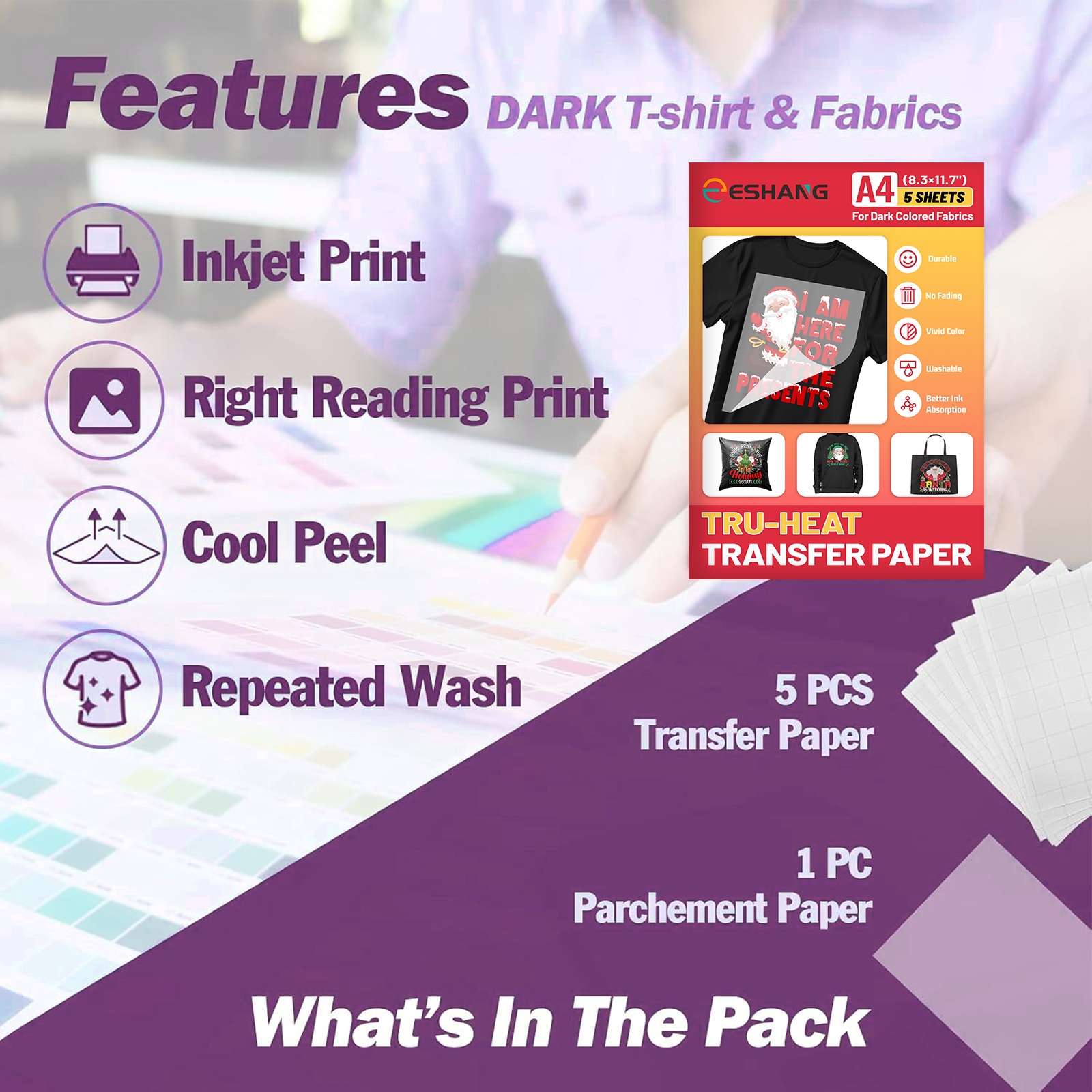 A4 Size 5 Sheets Iron-On Trans - White Toner Transfer Paper reseña y precio