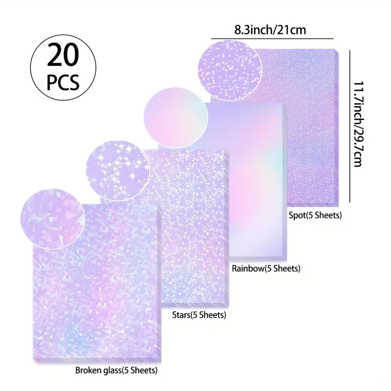 20 Sheets Holographic PVC Stic - Laminator Cold Roll reseña y precio