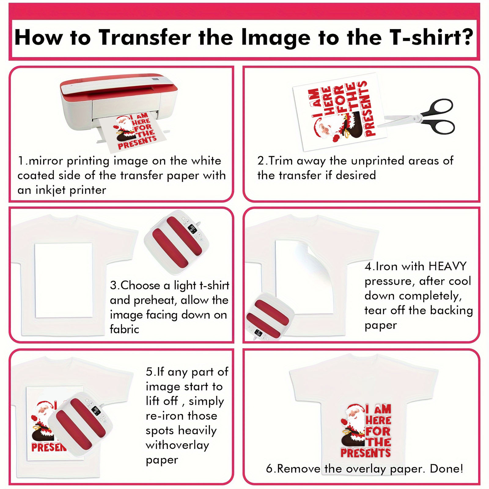 5 Pcs Iron-On Heat Transfer Pa - White Toner Transfer Paper reseña y precio