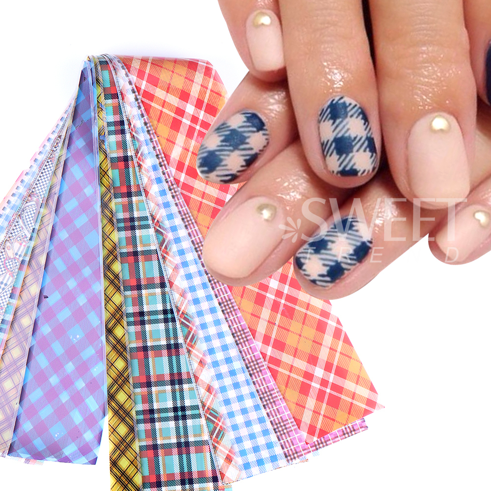 10PCS Plaid Nail Art Foil Tran - White Toner Transfer Paper reseña y precio