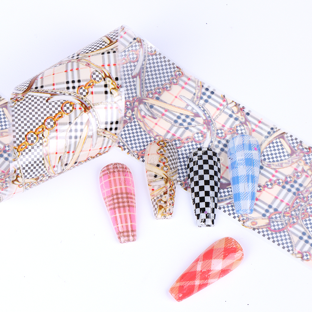 10PCS Plaid Nail Art Foil Tran - White Toner Transfer Paper reseña y precio